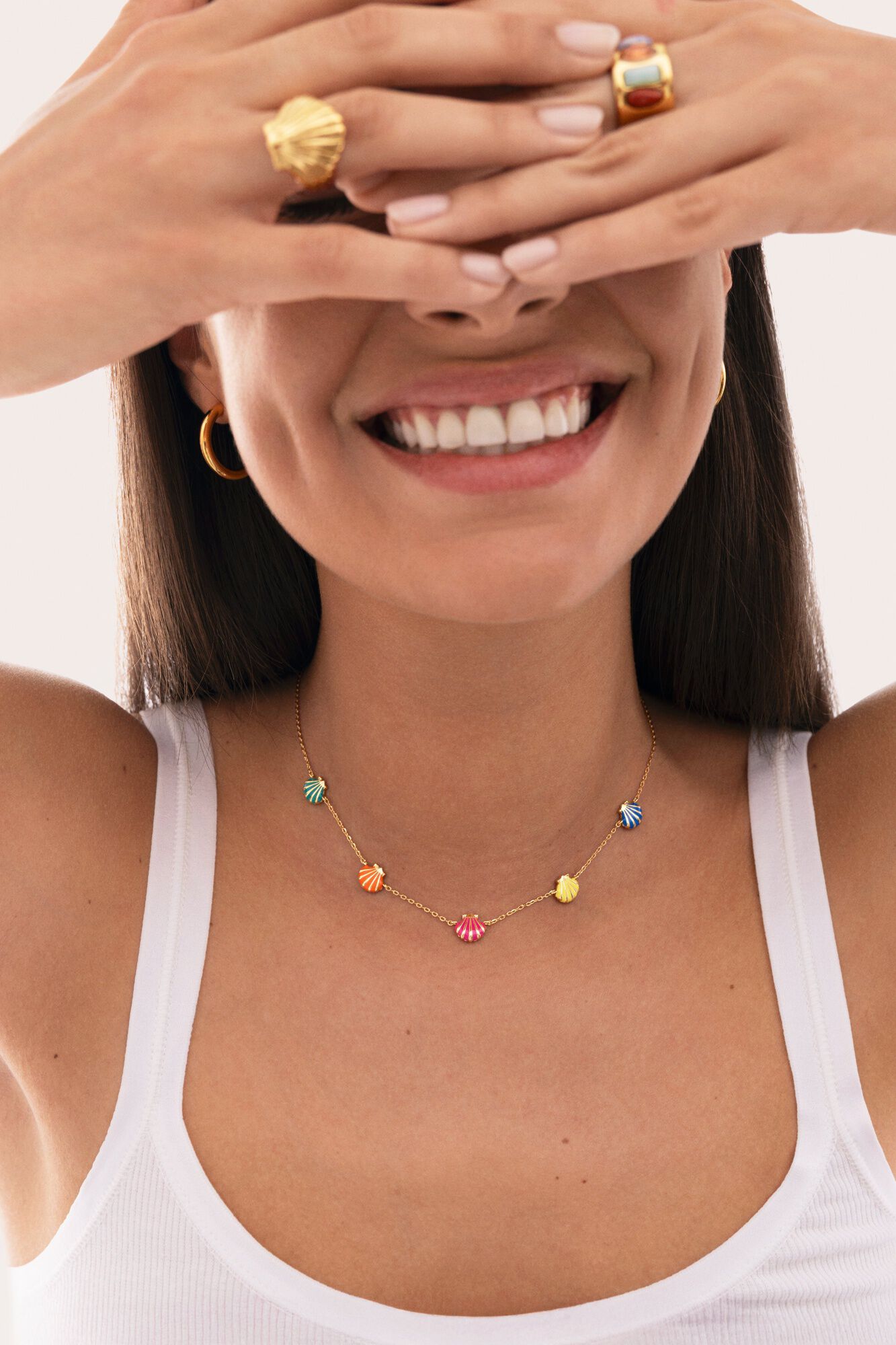 Singularu Halskette Muscheln Emaille Gold