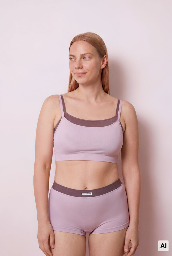 Women'secret Haut sans coutures c&ocirc;tel&eacute; lilas rose