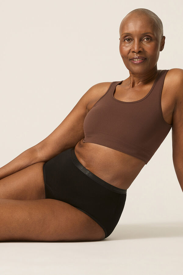 Modibodi Black bamboo classic high-waisted light moderate absorption period panty black