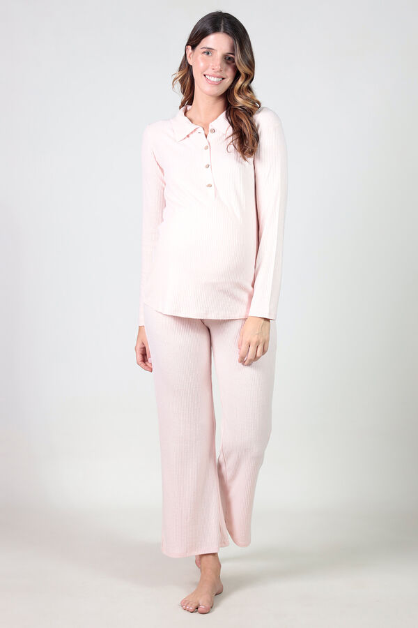 Womensecret Polo and comfortable wide maternity trouser set rózsaszín