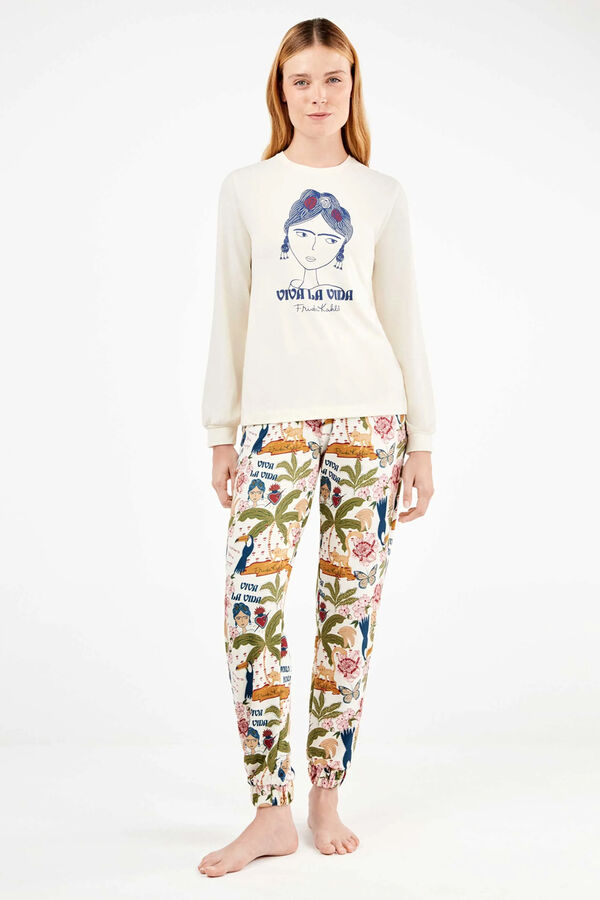 Gisela Frida Kahlo all-over jersey-knit pyjamas set Bež