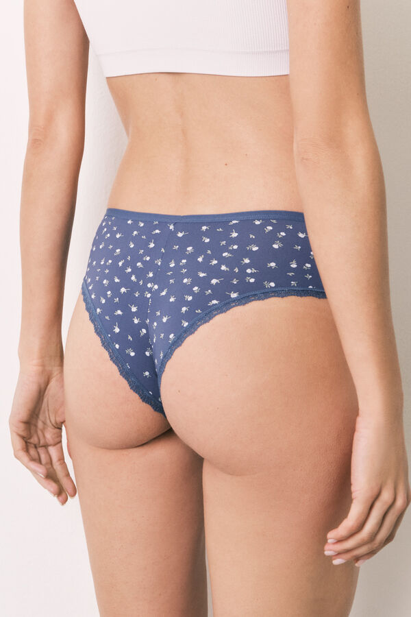 Women'secret Blue floral print Brazilian panty printed