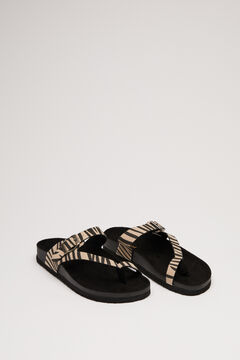 Womensecret Footbed animal print sandal black