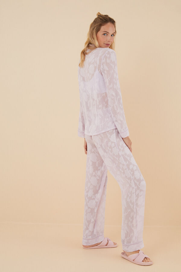 Womensecret Classic long lilac satin pyjamas pink