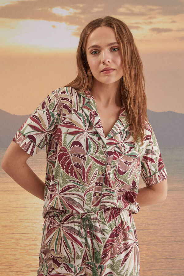 Womensecret Pidžama košulja s tropskim uzorkom S uzorkom