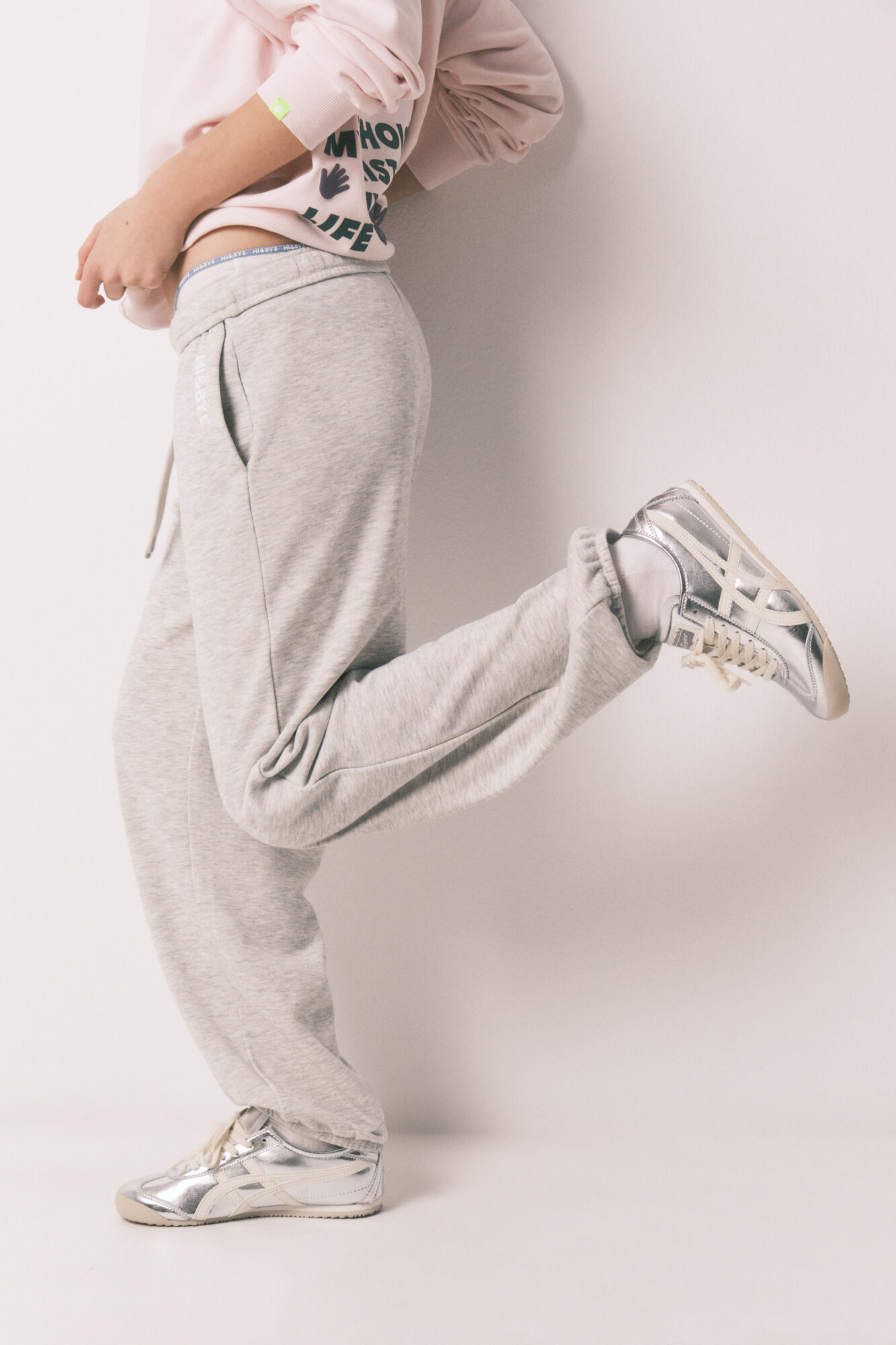HI&BYE Grey cotton fleece jogger trousers