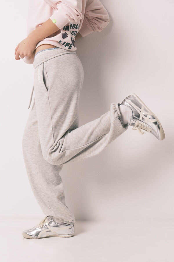 HI&BYE Grey cotton fleece jogger trousers grey