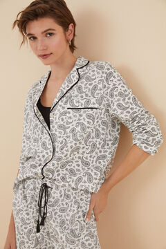 Womensecret Pyjama chemise 100 % coton boho blanc blanc