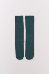 Women'secret Green long mesh socks printed