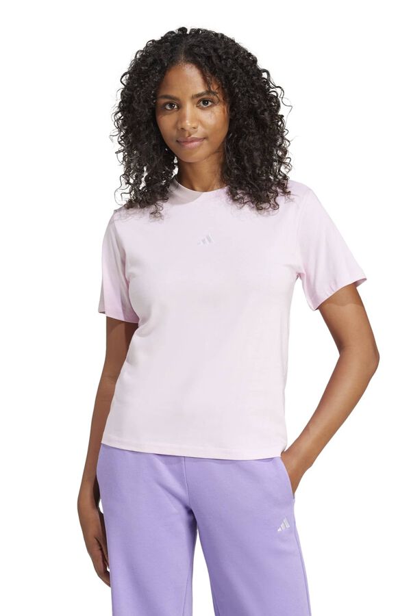 Adidas Camiseta algod&oacute;n logotipo peque&ntilde;o rosa