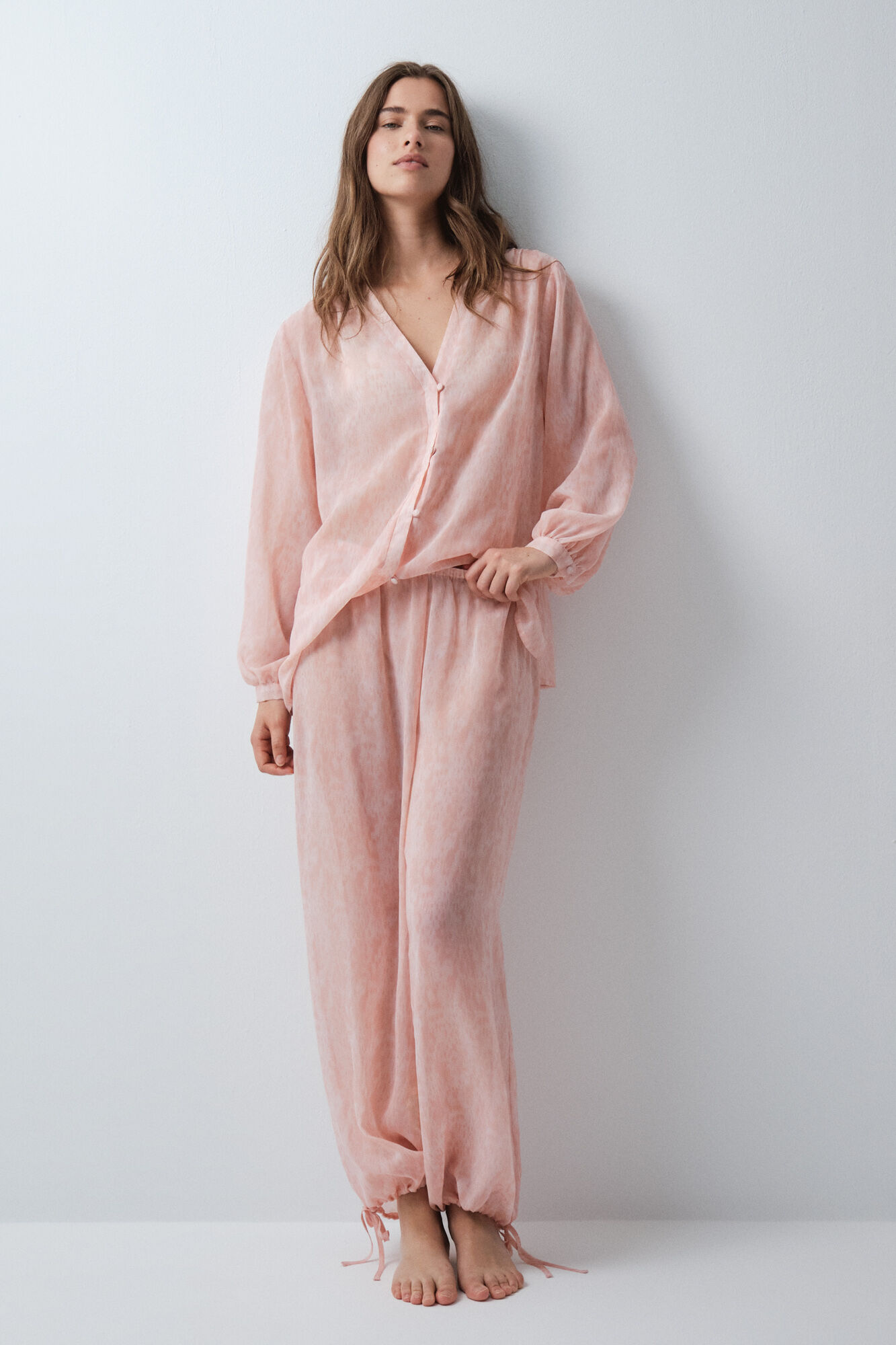 Women'secret Pijama largo pantal&oacute;n abullonado
