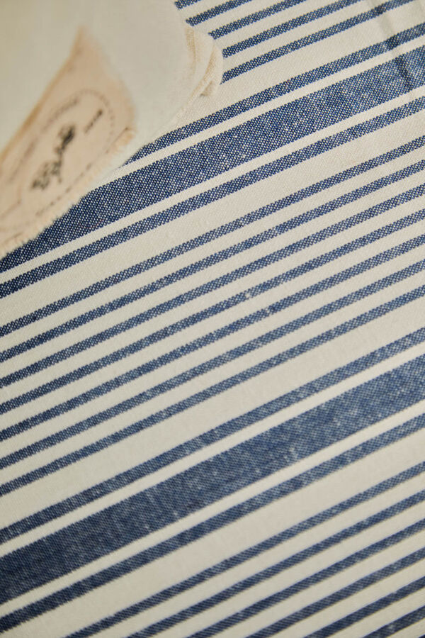 Calma House Haiti blue striped recycled cotton quilt blue