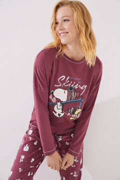 Womensecret Maroon Snoopy pyjamas in 100% cotton pink