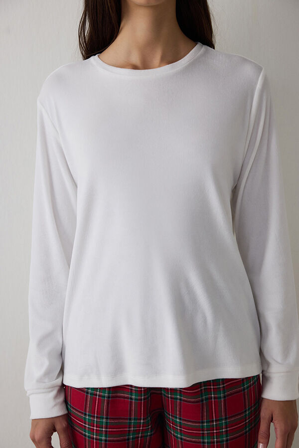 Penti Conjunto de pijama confort&aacute;vel com estampado xadrez e gola redonda e manga comprida vermelho