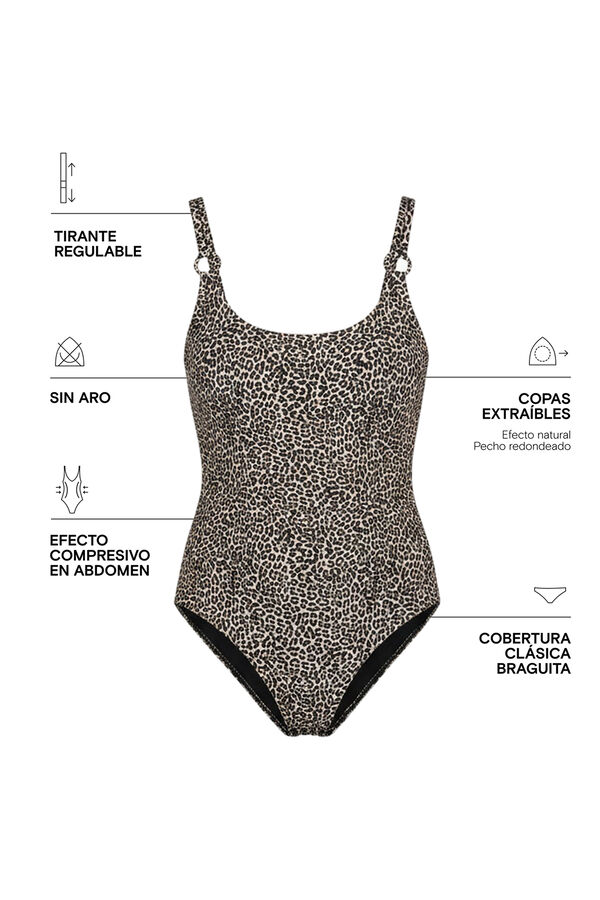 Women'secret Maillot de bain modelant imprim&eacute; animal nude