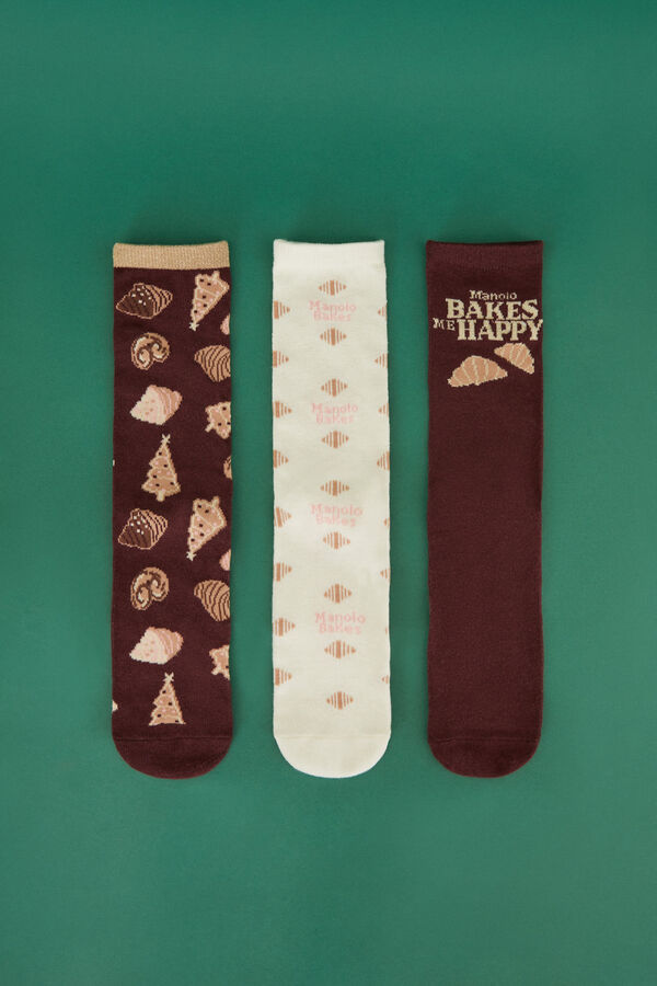 Women'secret 3 p&aacute;r Manolo Bakes pamutzokni, csomagban r&aacute;vasalt mint&aacute;s