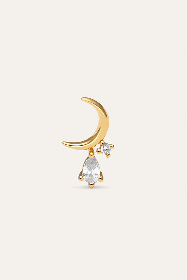 Singularu Pendiente Suelto Luna Spark Plata Ba&ntilde;o Oro amarillo