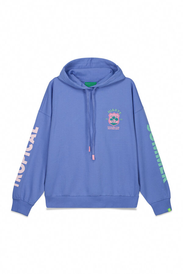 HI&BYE Plavi pamučni duks sa kapuljačom Plava