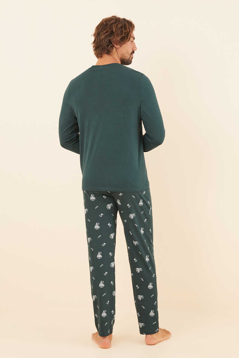 Womensecret Pijama comprido de homem 100% algodão Snoopy verde