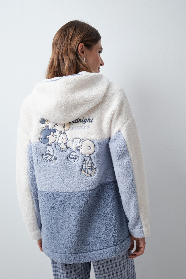 Women'secret Snoopy faux shearling hooded robe beige