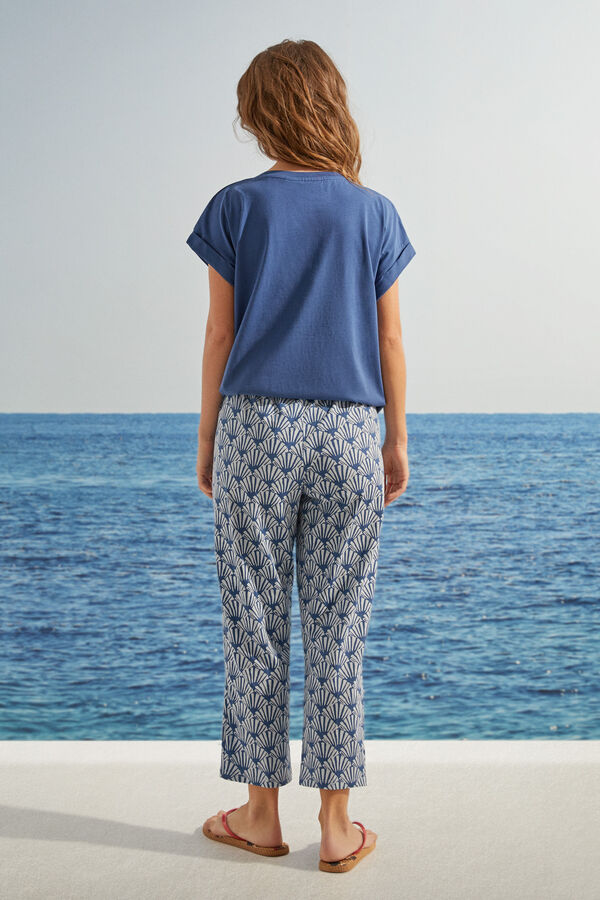 Womensecret Pijama largo 100% algodón estampado Snoopy azul
