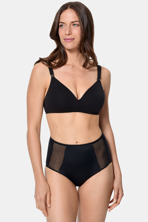 Womensecret High waisted slimming panty with flat stomach effect black