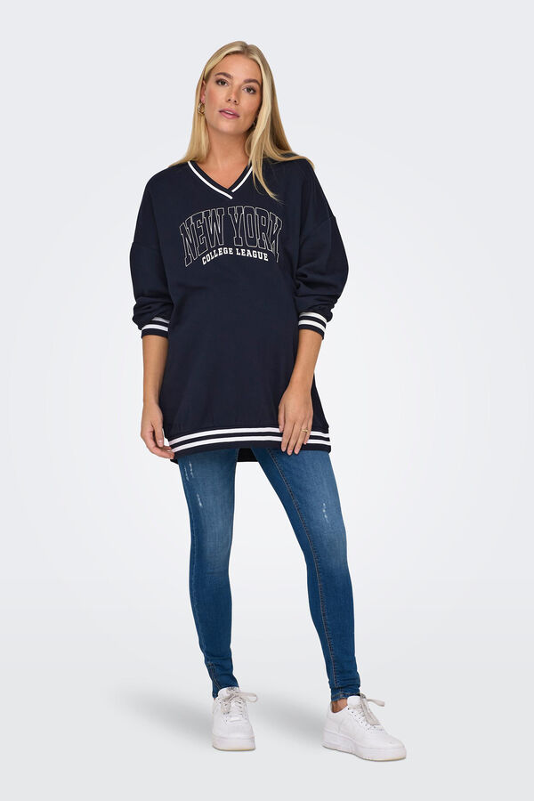 Only Maternity Sudadera cuello pico maternity azul