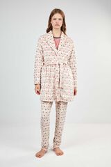 Gisela Printed shawl collar robe white