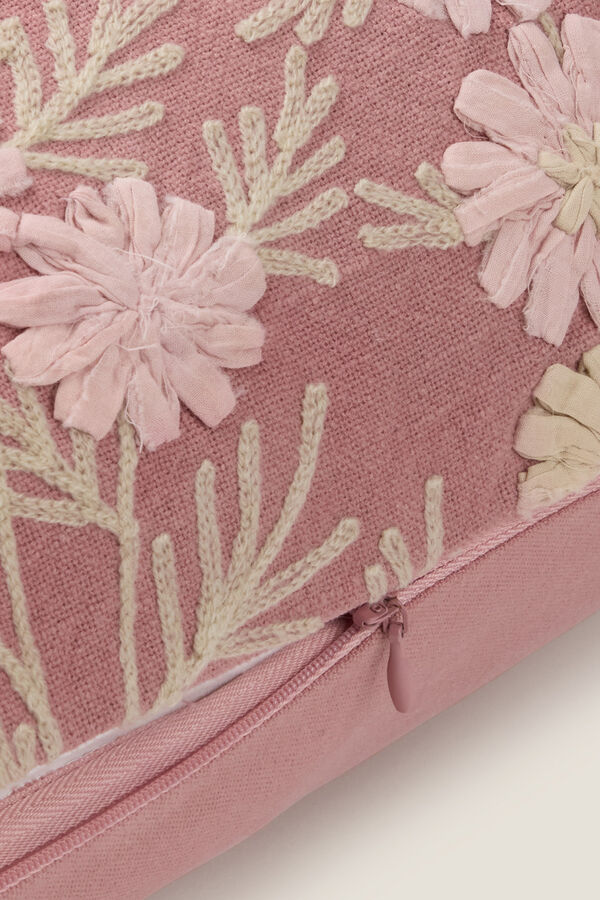 Textura Funda coj&iacute;n bordado flores rosa
