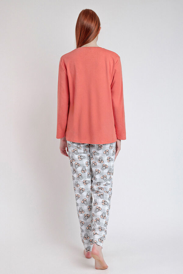 Admas Women's long pyjamas with Tambor bambi print pomarańczowy