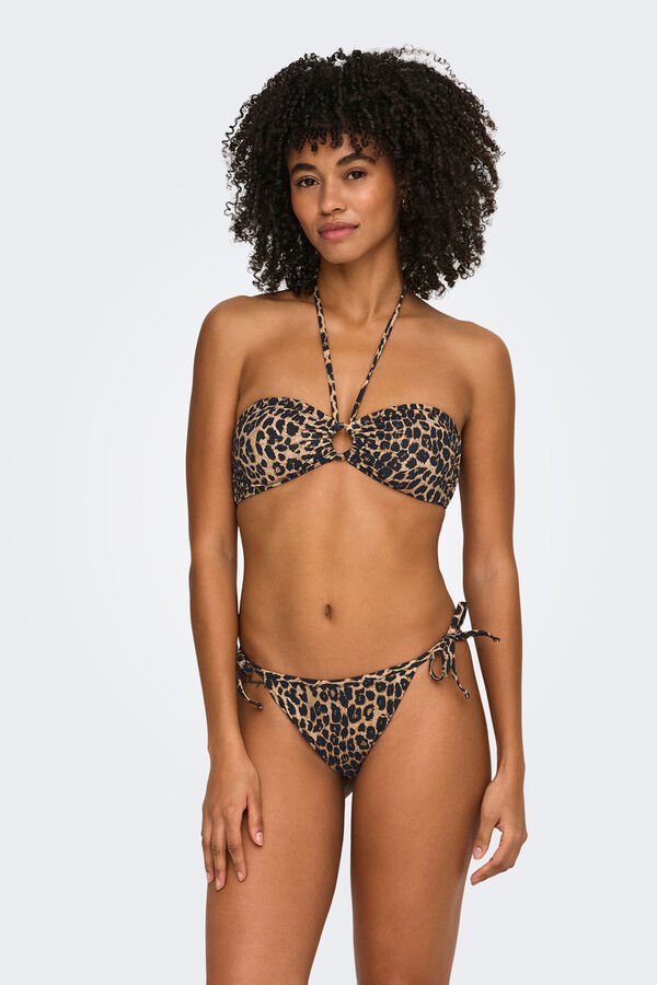 Only Leopard bandeau bikini top nude