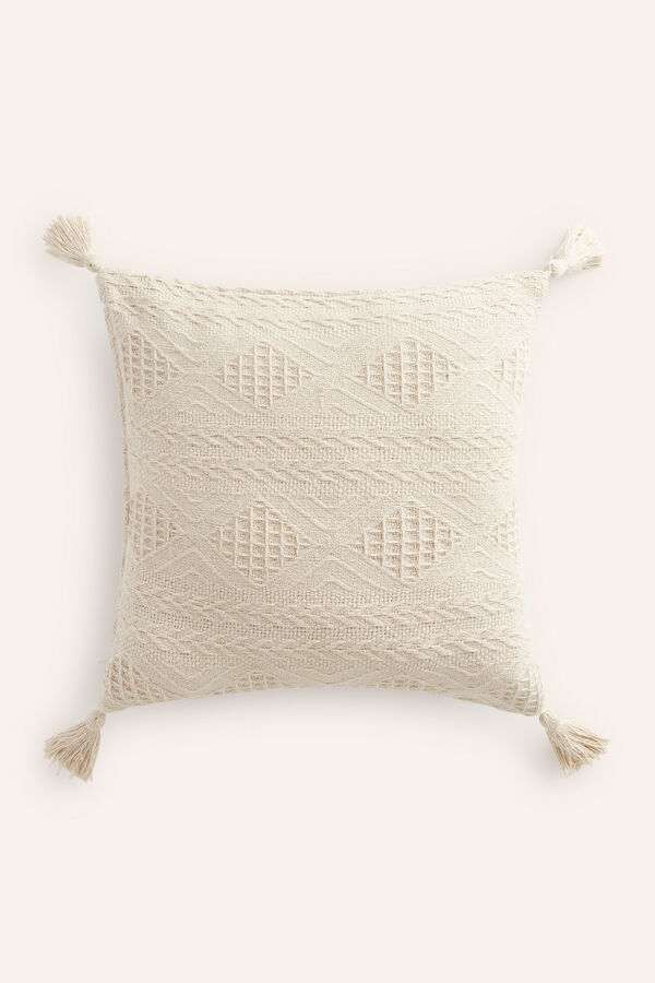 Womensecret Chicago ecru cotton jacquard cushion cover imprimé
