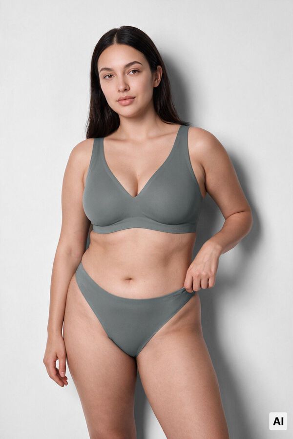 Women'secret Green microfibre and tulle Brazilian panty green