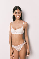 Women'secret White classic embroidered floral panty beige