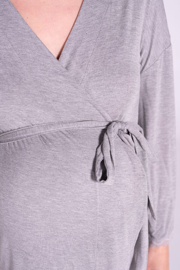 Ohma! Maternity robe with lace details grey