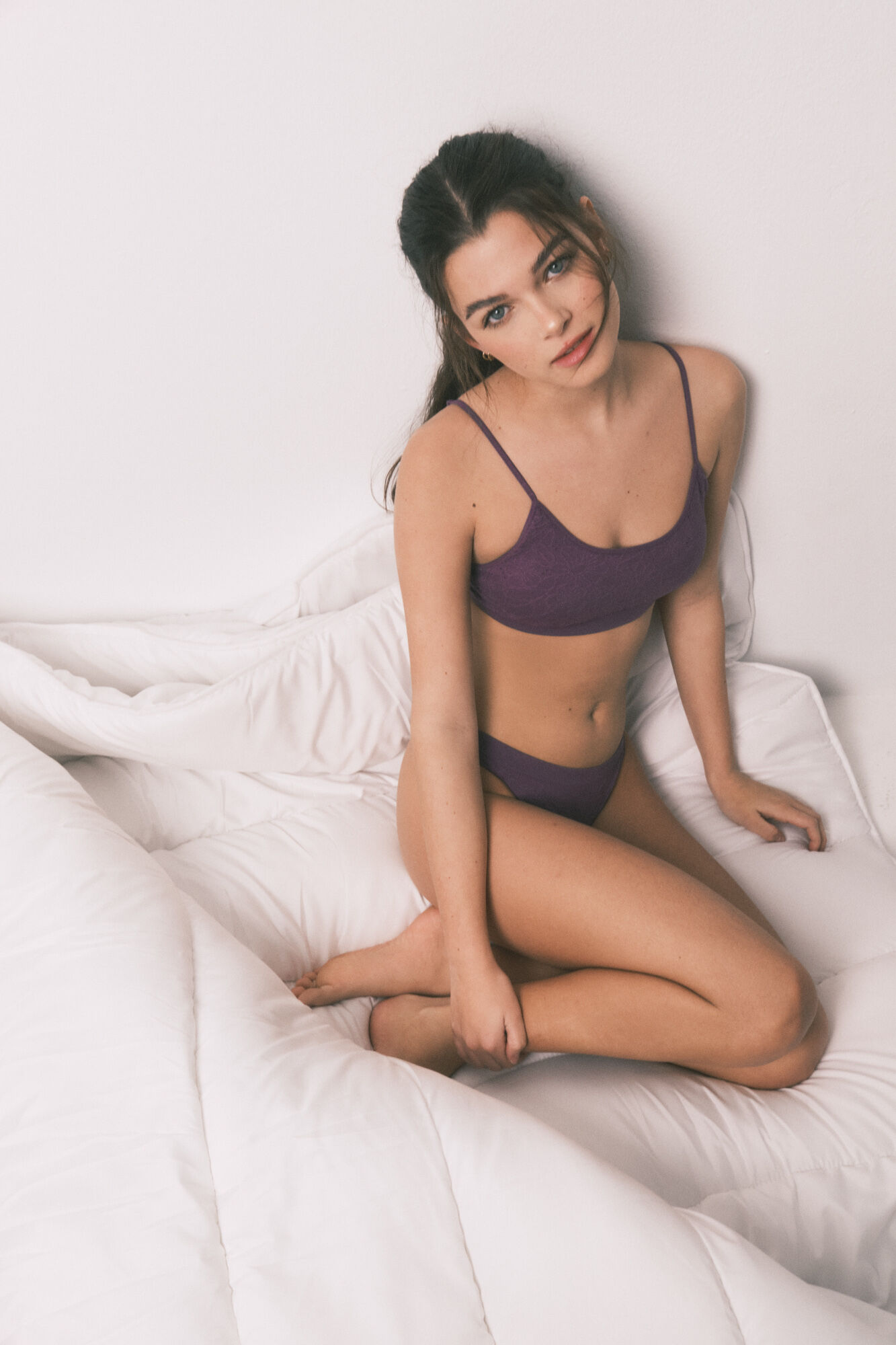 HI&BYE Burgundy seamless floral bra top