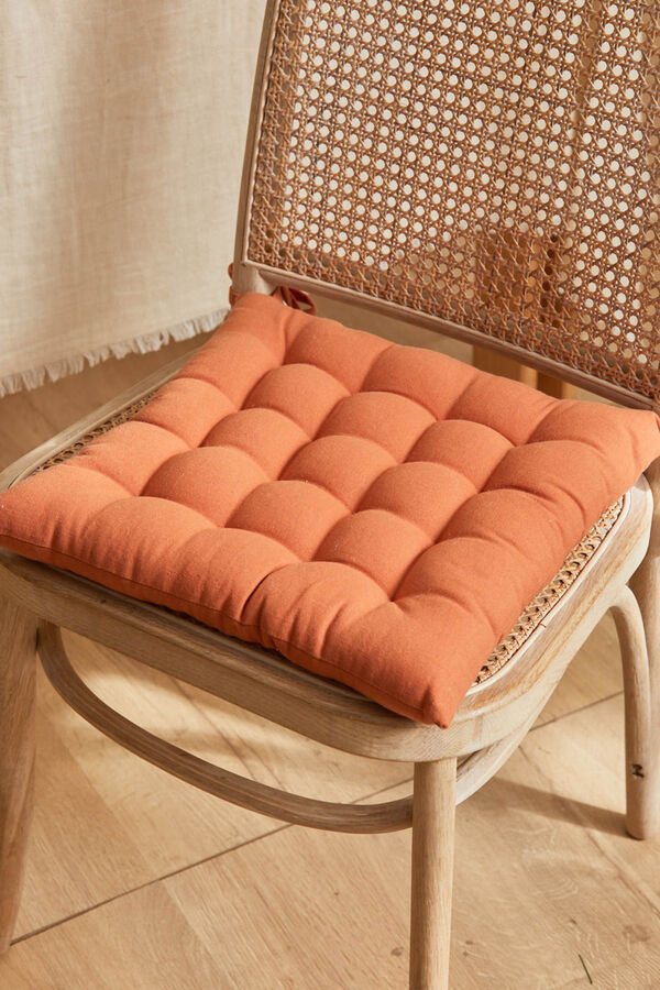 Calma House Coj&iacute;n para silla cuadrado lavable de algod&oacute;n tierra Gavema naranja