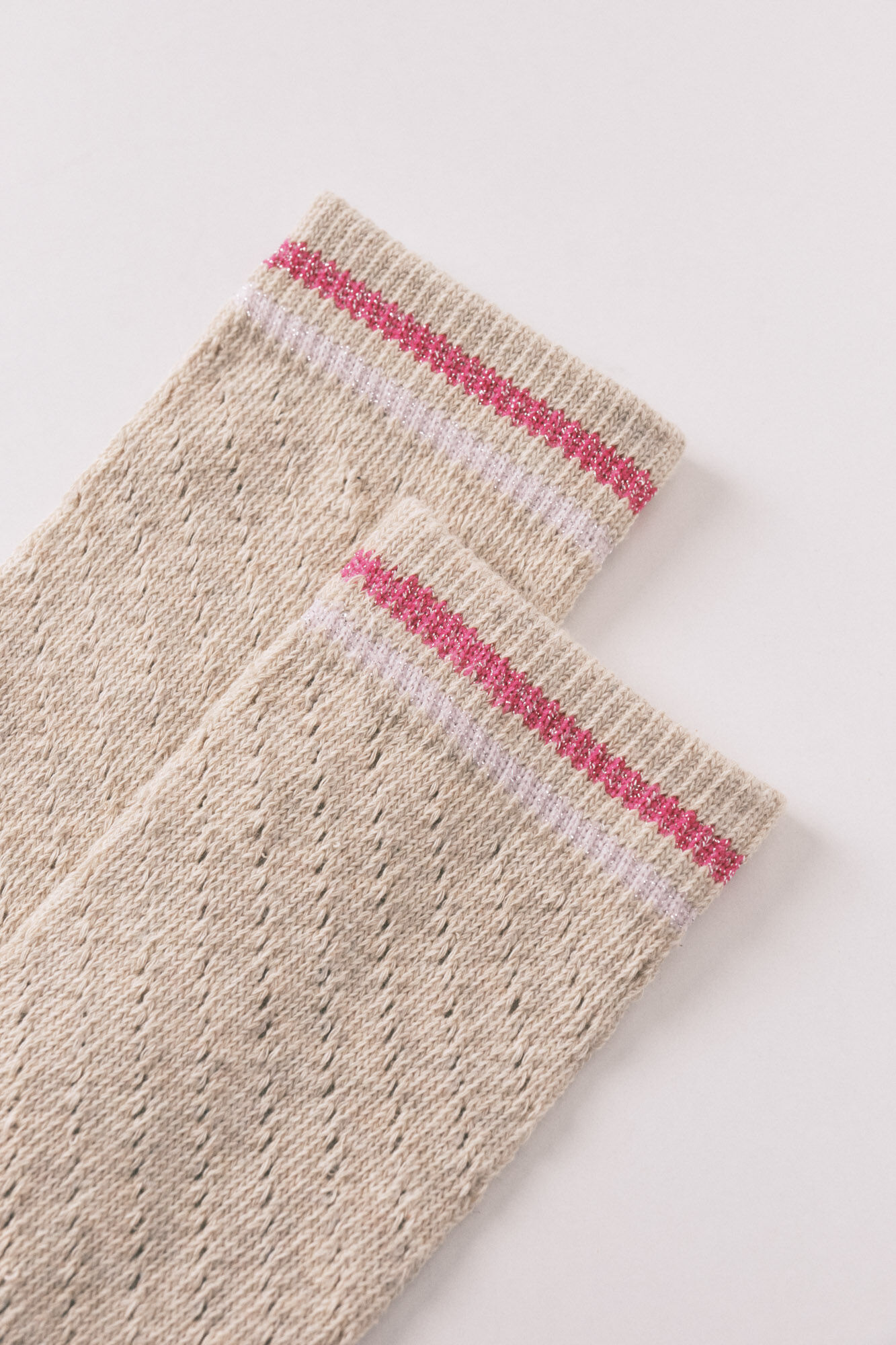 Women'secret Beige lurex textured long socks