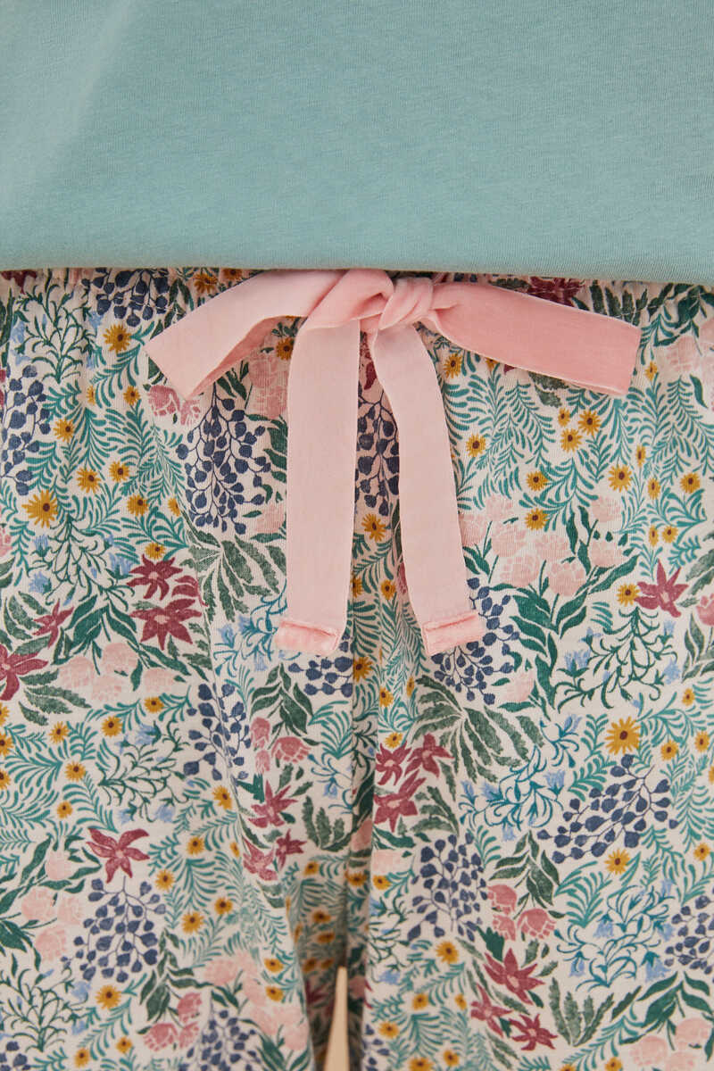 Womensecret Long 100% cotton pyjama bottoms with a Moniquilla floral print printed