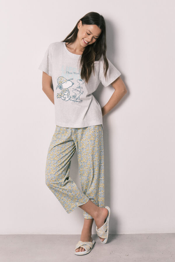 Women'secret Snoopy cotton long pyjamas grey