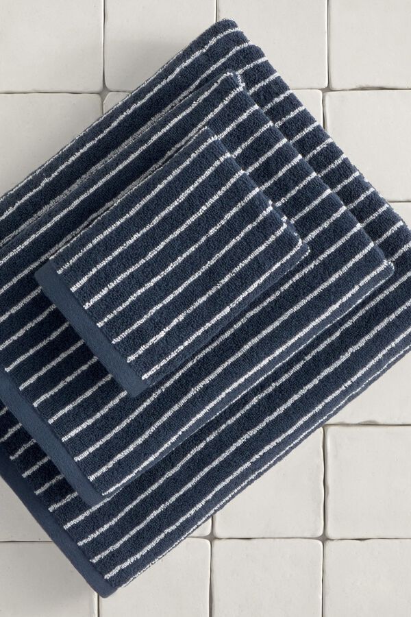 Textura Striped terry towel blue