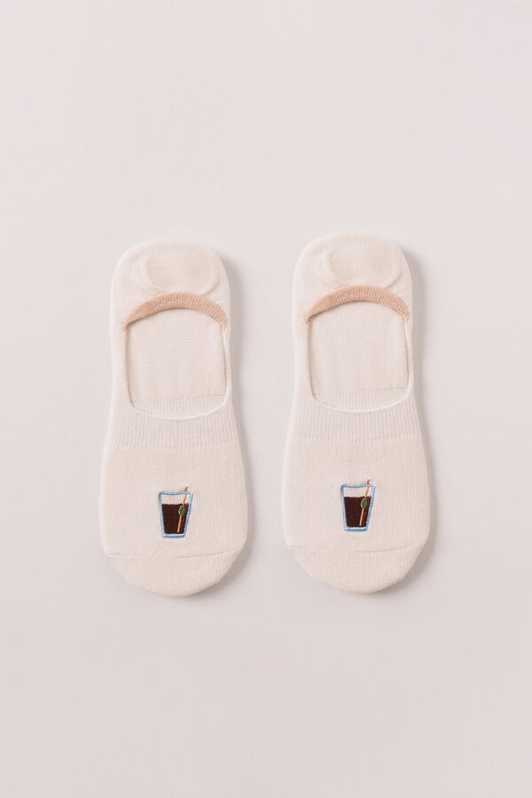 Women'secret Embroidered vermouth no-show socks nude