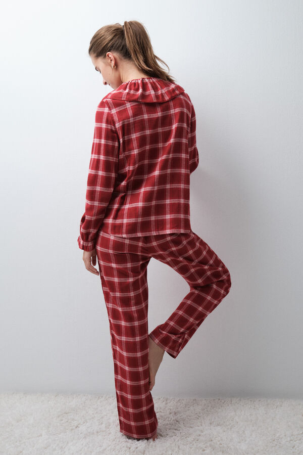 Women'secret Plaid long pyjamas with bobo collar brown