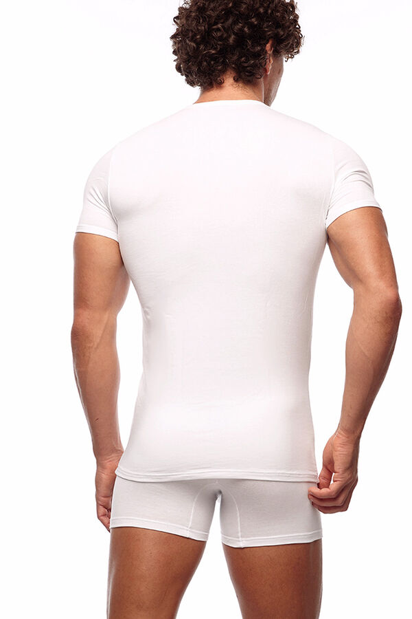Womensecret Men's thermal short-sleeved V-neck T-shirt Bijela