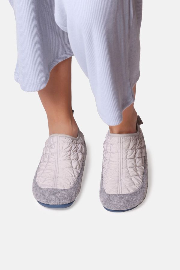 Toni Pons Felt and puffer fabric slippers grey