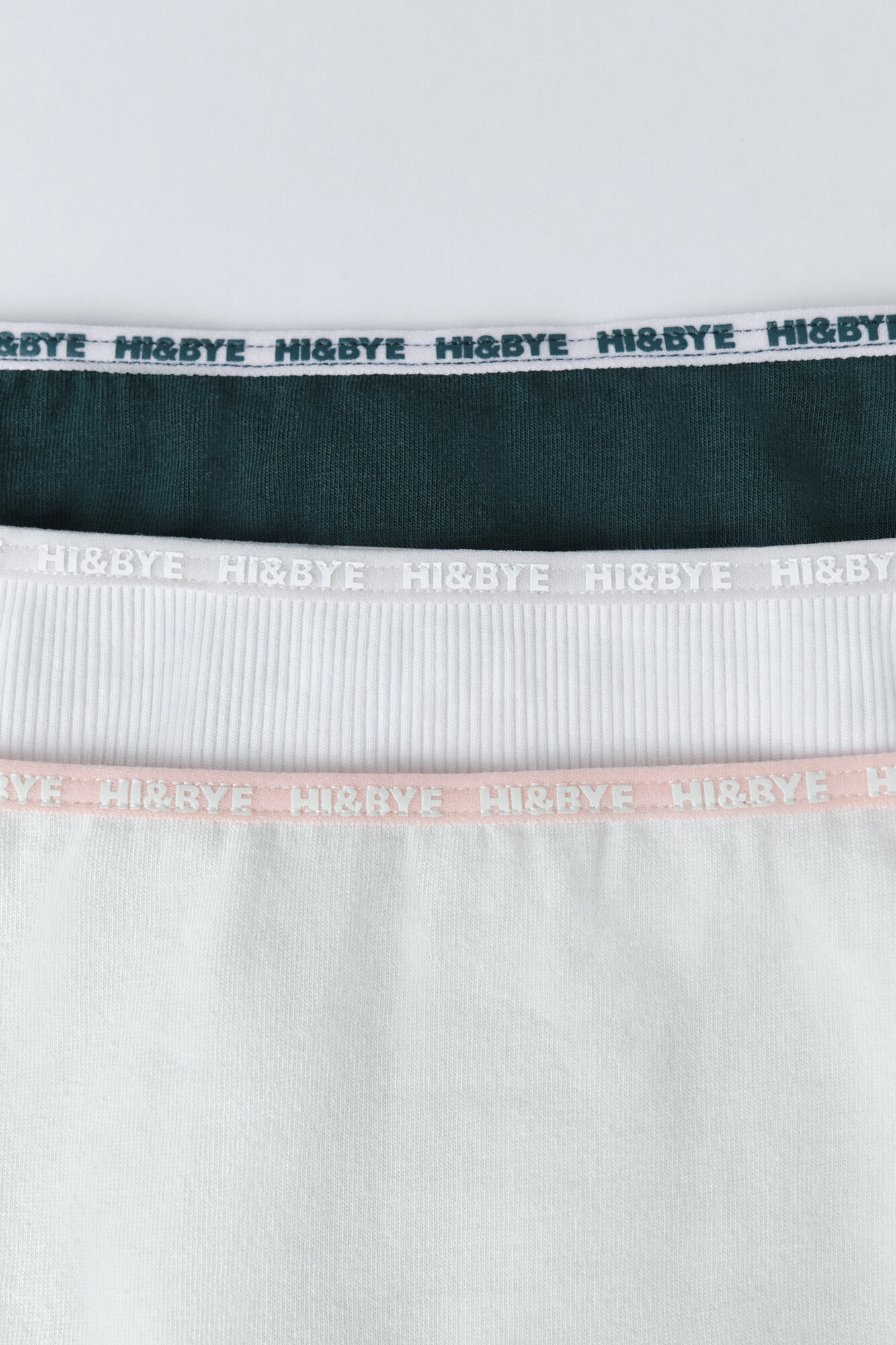 HI&BYE Pack of 3 classic panties in green, white, and light green