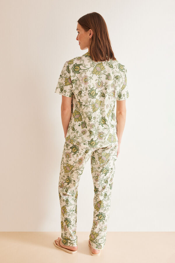 Womensecret Pijama camisero 100% algodão oriental  verde