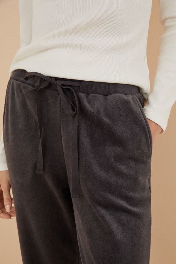 Womensecret Pantalon long velours gris gris