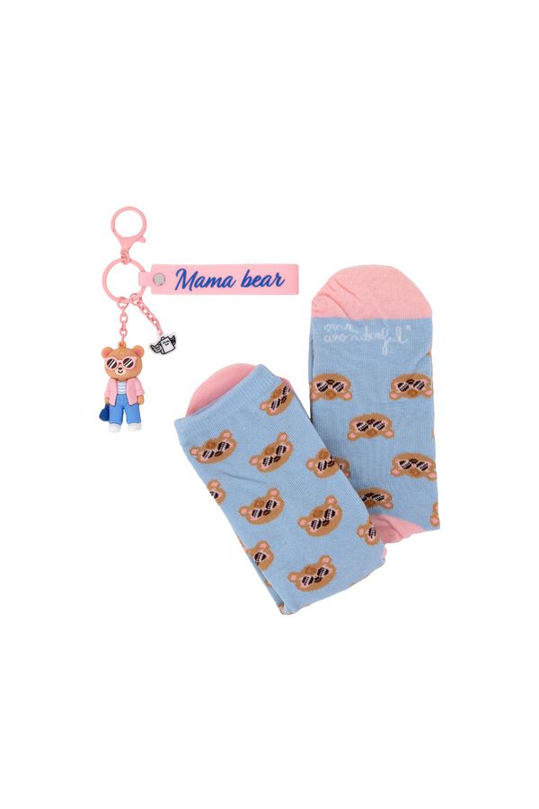 Mr. Wonderful Kit of socks + key ring - Mama bear printed