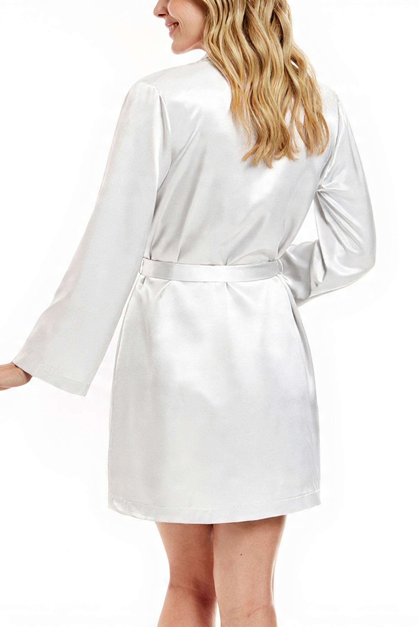 Ivette Bridal Kurzer Basic Satin-Morgenmantel